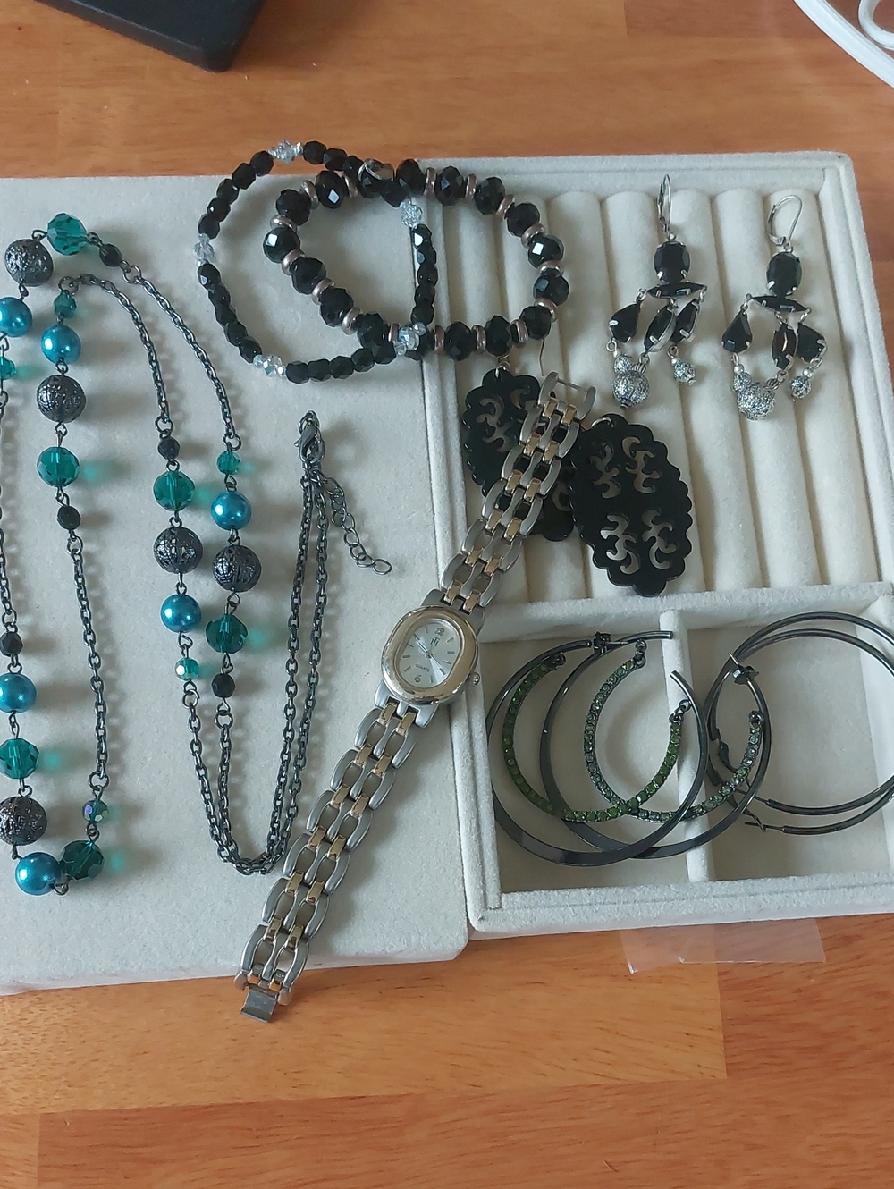 Vintage Costume Jewelry Bundle - Watch, Necklaces, Earrings & Bracelets